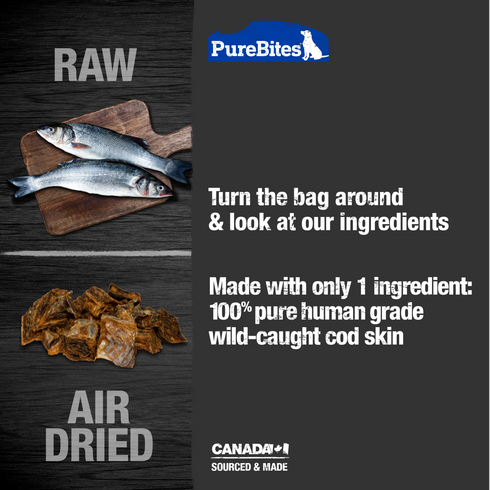 Pure Bites Air Dried Jerky Dog Treats - Cod Skin - 4.8oz Pouch
