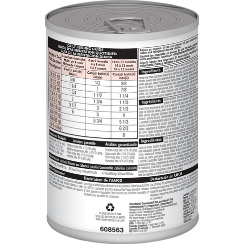 Hill's Science Diet Puppy Sensitive Stomach & Skin Wet Dog Food - Salmon & Vegetable Stew - 12.5oz Can