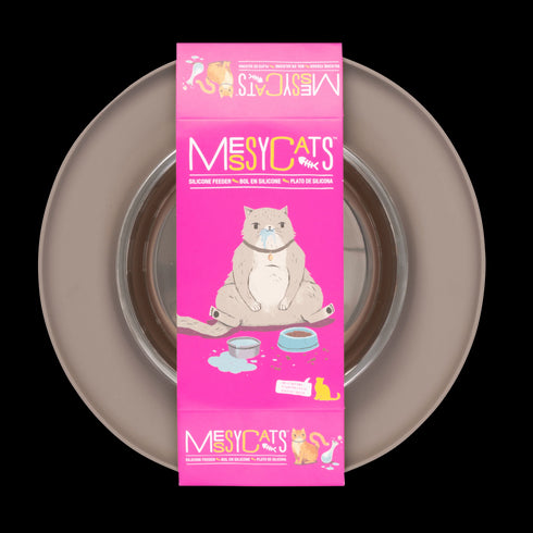 Messy Cats Silicone & Stainless Steel Cat Bowl - Grey