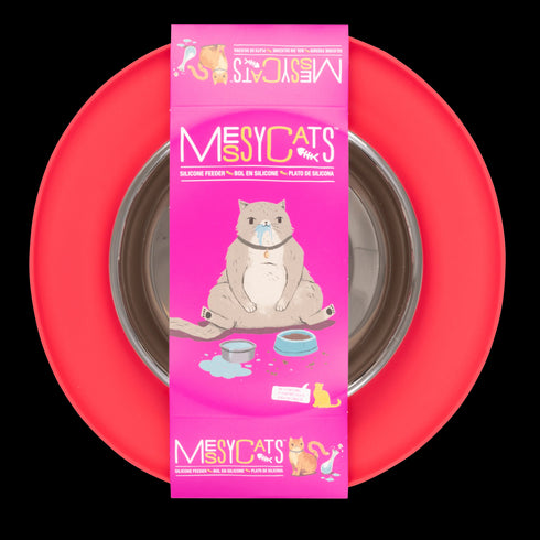 Messy Cats Silicone & Stainless Steel Cat Bowl - Red