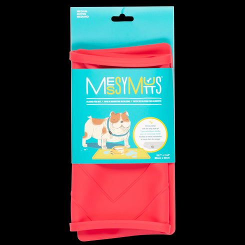 Messy Mutts Non-Slip Silicon Dog Bowl Mat - Large 24" x 16" - Red