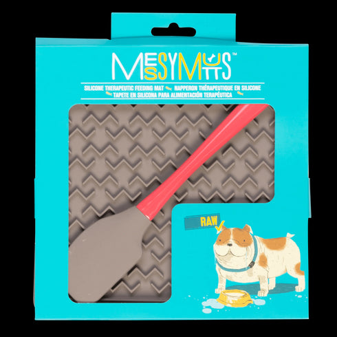 Messy Mutts Silicone Therapeutic Dog Lick Mat with Silicone Spatula - 8" x 8"