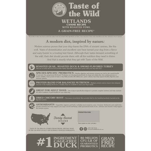 Taste of the Wild Wetlands Dry Dog Food - Roasted Fowl - 14lb Bag