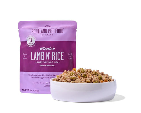 Portland Pet Food Dog Winnie's Homestyle Dog Meal Gently Cooked Dog Food - Lamb & Rice - 9oz Pouch