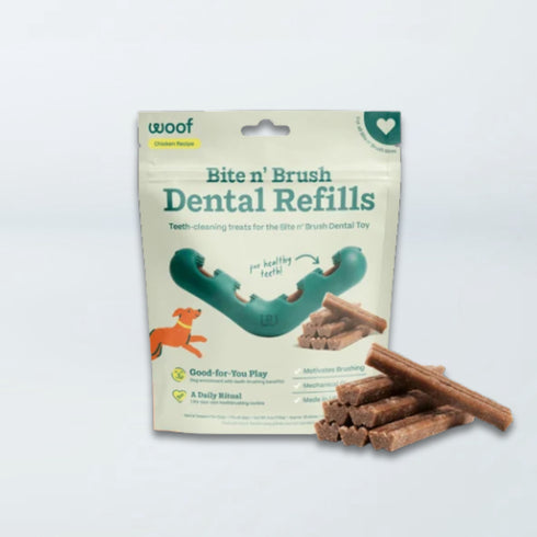Woof Bite 'N Brush Refills Dog Tent Treats - Chicken - 18 Count Pouch