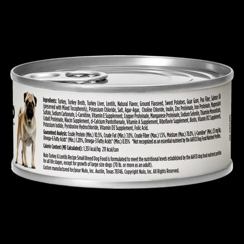 Nulo Freestyle Grain Free Small Breed Wet Dog Food - Turkey & Lentils - 6oz Can