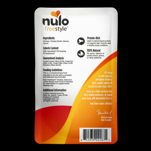 Nulo Freestyle Grain Free Wet Dog Food - Chicken, Salmon, & Carrots In Broth - 2.8oz Pouch