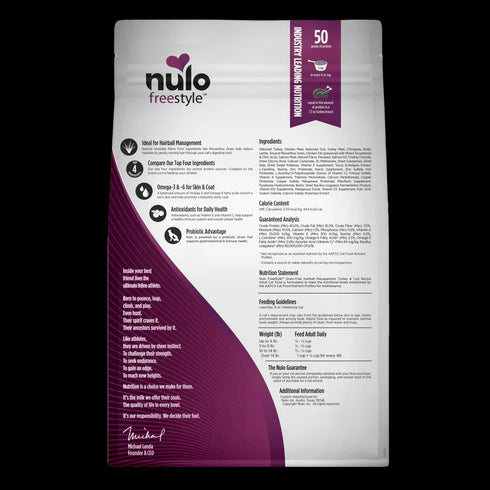 Nulo FreeStyle High-Protein Hairball Management Dry Cat Food - Turkey & Cod - 5lb Bag