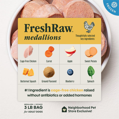 Instinct FreshRaw Medallions Frozen Raw Dog Food - Cage-Free Chicken - 3lb