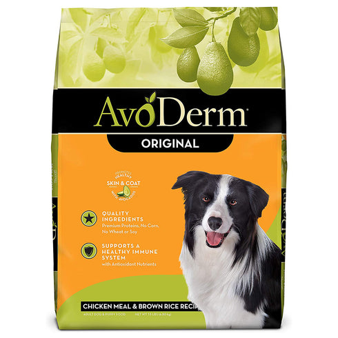 AvoDerm Original Chicken & Brown Rice Formula Dry Dog Food 15lb - Poudre Pet and Feed Supply