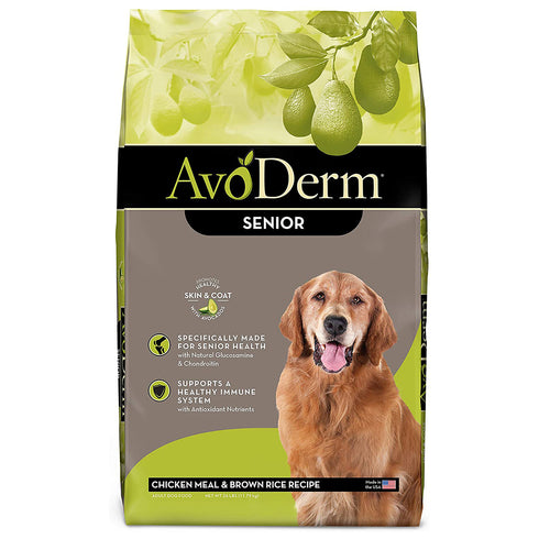 AvoDerm Natural Senior Chicken & Brown Rice Formula Dry Dog Food 26lb - Poudre Pet and Feed Supply