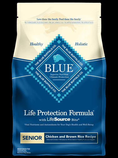 Blue Buffalo Chicken & Rice Life Protection Senior Dry Dog Food 15lb - Poudre Pet and Feed Supply
