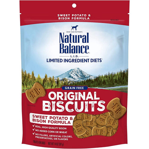 Natural Balance L.I.D. Bison Sweet Potato Biscuits Dog Treats 14oz - Poudre Pet and Feed Supply