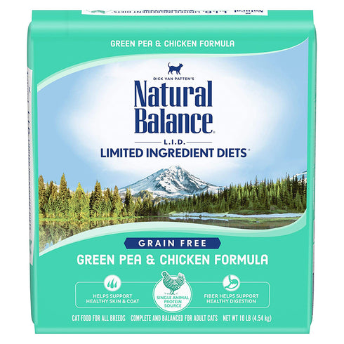 Natural Balance L.I.D. Limited Ingredient Diets Green Pea & Chicken Dry Cat Food 10lb - Poudre Pet and Feed Supply