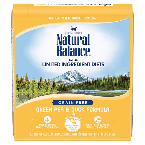Natural Balance L.I.D Limited Ingredient Diets Green Pea & Duck Dry Cat Food 10lb - Poudre Pet and Feed Supply