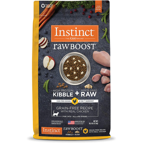 Instinct Raw Boost Grain-Free Recipe with Real Chicken Dry Cat Food 10lb - Poudre Pet and Feed Supply