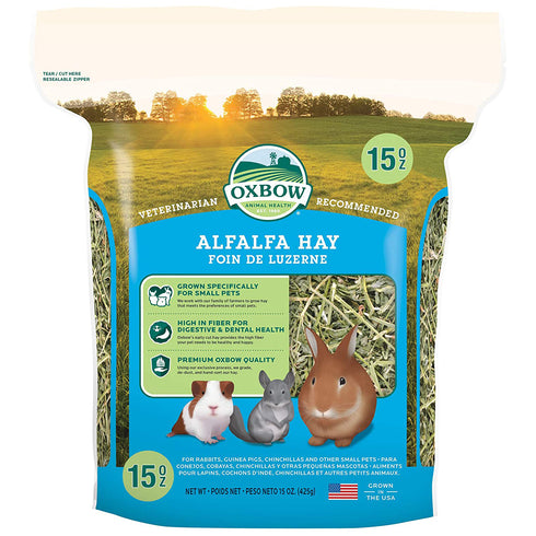 Oxbow Alfalfa Hay Small Mammal Food 15oz - Poudre Pet and Feed Supply