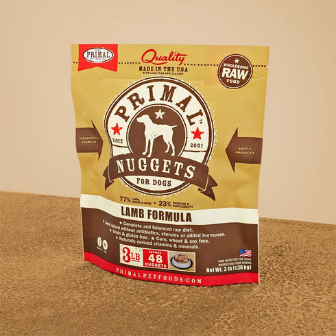 Primal Raw Frozen Nuggets Lamb Formula Dog Food 3lb - Poudre Pet and Feed Supply