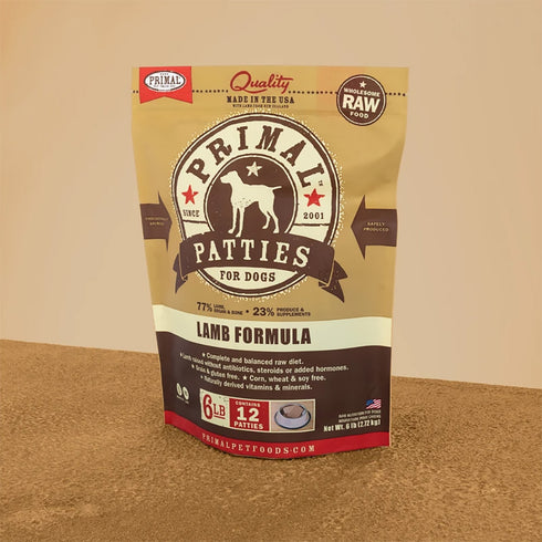 Primal Raw Frozen Patties Lamb Formula Dog Food 6lb - Poudre Pet and Feed Supply