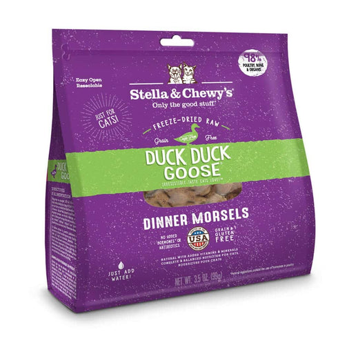 Stella and Chewys Duck Duck Goose Freeze-Dried Raw Dinner Morsels Cat Food 9oz - Poudre Pet and Feed Supply