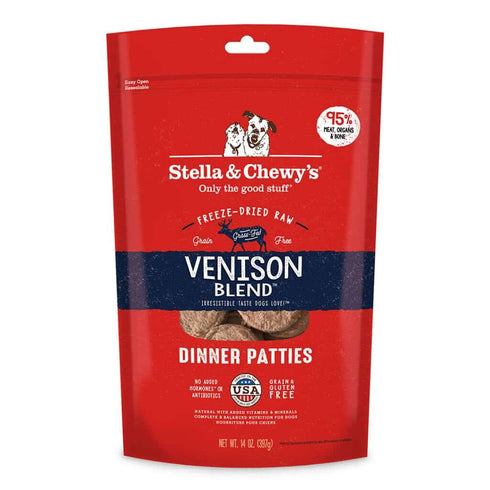 Stella and Chewys Venison Blend Freeze-Dried Raw Dinner Patties Dog Food 14oz - Poudre Pet and Feed Supply