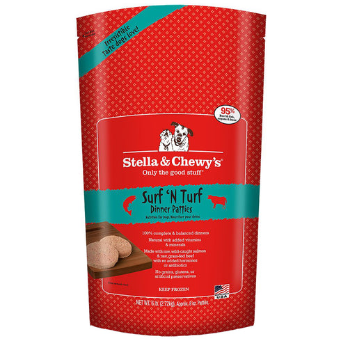Stella and Chewys Surf'N Turf Frozen Raw Dinner Patties Dog Food 6lb - Poudre Pet and Feed Supply