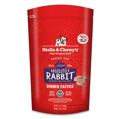 Stella and Chewys Absolutely Rabbit Frozen Raw Dinner Patties Dog Food 6lb - Poudre Pet and Feed Supply