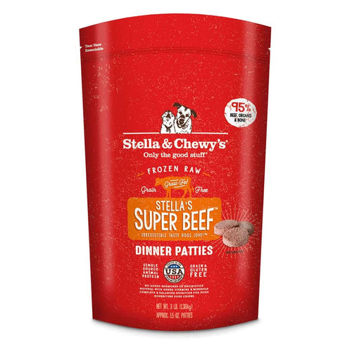 Stella and Chewys Stella's Super Beef Frozen Raw Dinner Patties Dog Food 6lb - Poudre Pet and Feed Supply