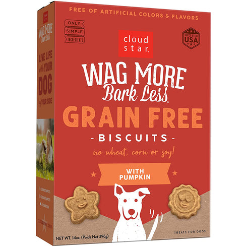 Cloud Star Wag More Bark Less Grain Free Pumpkin Formula Dog Treats 14oz - Poudre Pet and Feed Supply