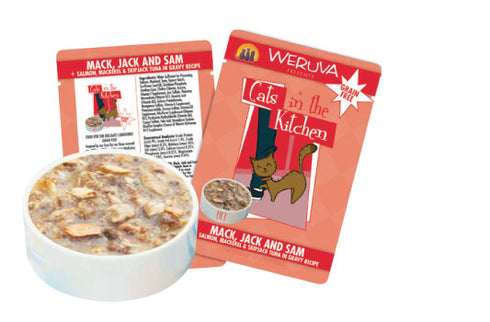 Weruva Mack, Jack and Sam - Salmon, Mackerel & Skip Jack Tuna in Gravy Recipe 3oz - Poudre Pet and Feed Supply