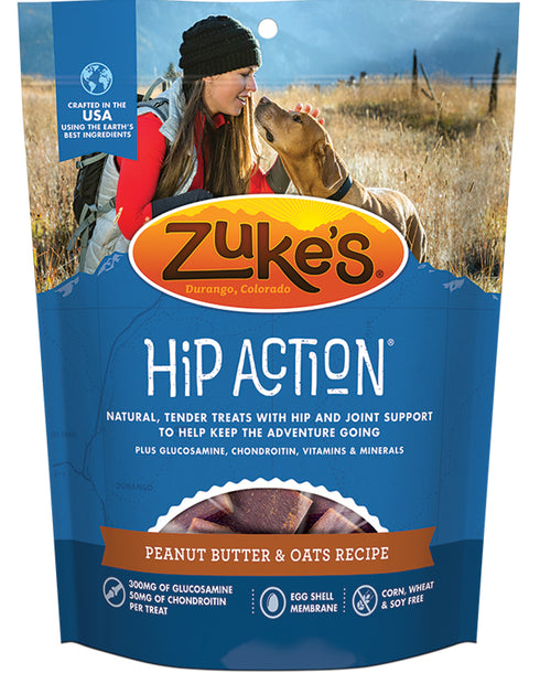 Zukes Hip Action Peanut Butter & Oats Recipe Dog Treat 16oz - Poudre Pet and Feed Supply