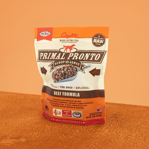 Primal Raw Frozen Pronto Beef Formula Dog Food 4lb - Poudre Pet and Feed Supply