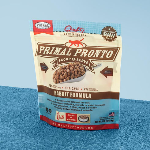 Primal Raw Frozen Pronto Rabbit Formula Cat Food 1lb - Poudre Pet and Feed Supply