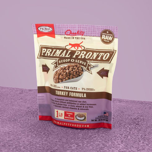 Primal Raw Frozen Pronto Turkey Formula Cat Food 1lb - Poudre Pet and Feed Supply