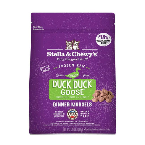 Stella and Chewys Duck Duck Goose Frozen Raw Dinner Morsels Cat Food 1.25lb - Poudre Pet and Feed Supply