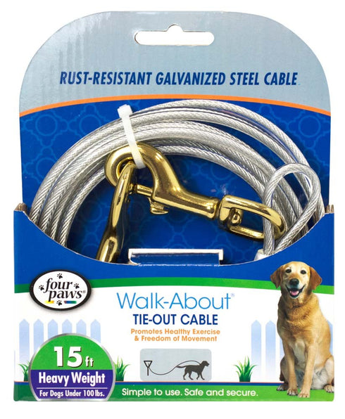Four Paws Heavy Weight Tie-Out Cable Silver 15' - Poudre Pet and Feed Supply