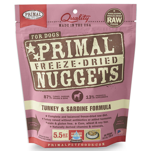 Primal Freeze-Dried Nuggets Turkey & Sardine Formula Dog Food 5.5oz - Poudre Pet and Feed Supply