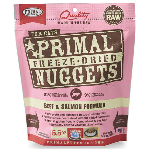 Primal Freeze-Dried Nuggets Beef & Salmon Formula Cat Food 5.5oz - Poudre Pet and Feed Supply