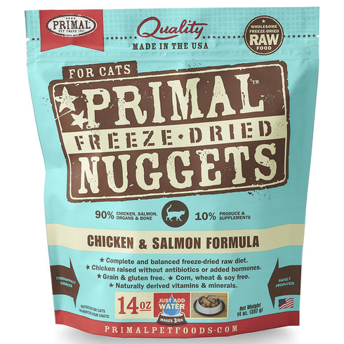 Primal Freeze-Dried Nuggets Chicken & Salmon Formula Cat Food 14oz - Poudre Pet and Feed Supply