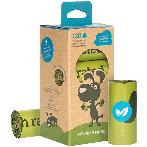 Earth Rated Unscented Dog Waste Bags 8 Refill Rolls 120 Ct - Poudre Pet and Feed Supply