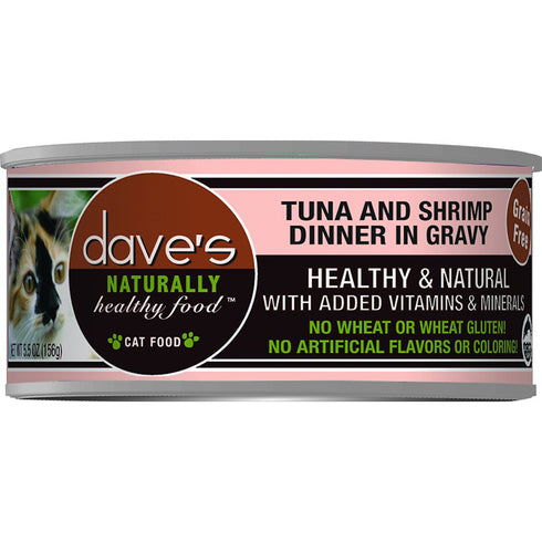 Dave's Pet Food Tuna & Shrimp Dinner In Gravy Wet Cat Food 5.5oz - Poudre Pet and Feed Supply
