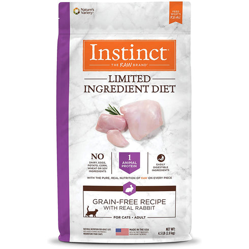 Instinct Limited Ingredient Diet Grain-Free Real Rabbit Recipe Cat Food 4.5lb - Poudre Pet and Feed Supply