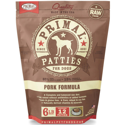 Primal Raw Frozen Patties Prok Formula Dog Food 6lb - Poudre Pet and Feed Supply