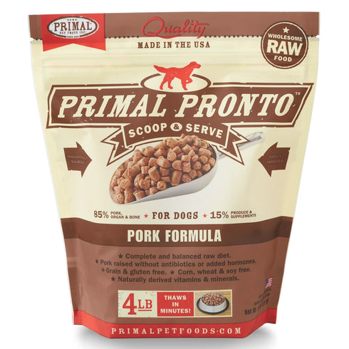 Primal Raw Frozen Pronto Pork Formula Dog Food 4lb - Poudre Pet and Feed Supply