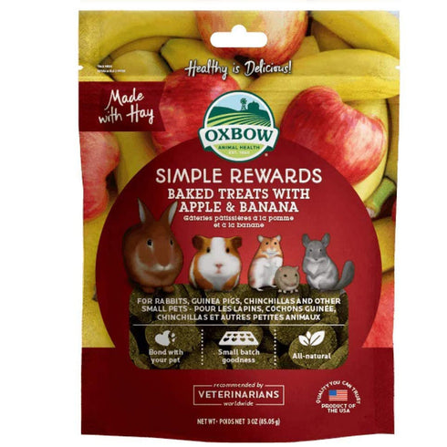 Oxbow Simple Rewards Baked Treats with Apple & Banana 3oz - Poudre Pet and Feed Supply