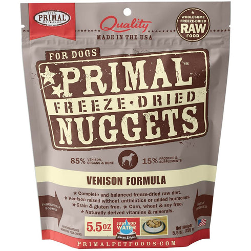Primal Freeze-Dried Nuggets Venison Formula Dog Food 5.5oz - Poudre Pet and Feed Supply