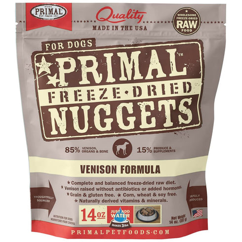 Primal Freeze-Dried Nuggets Venison Formula Dog Food 14oz - Poudre Pet and Feed Supply