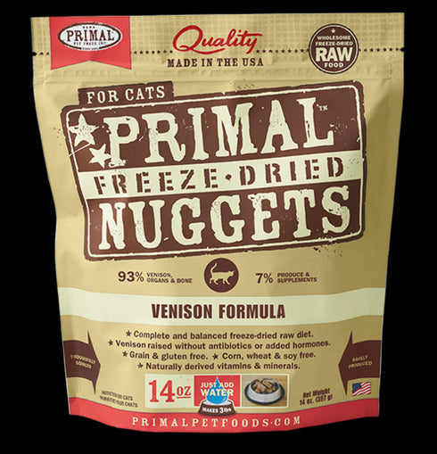Primal Freeze Dried Nuggets Venison Raw Cat Food 14oz - Poudre Pet and Feed Supply