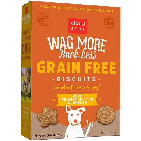 Cloud Star Wag More Bark Less Oven Baked Grain Free Peanut Butter & Apples Dog Treats 14 oz - Poudre Pet and Feed Supply