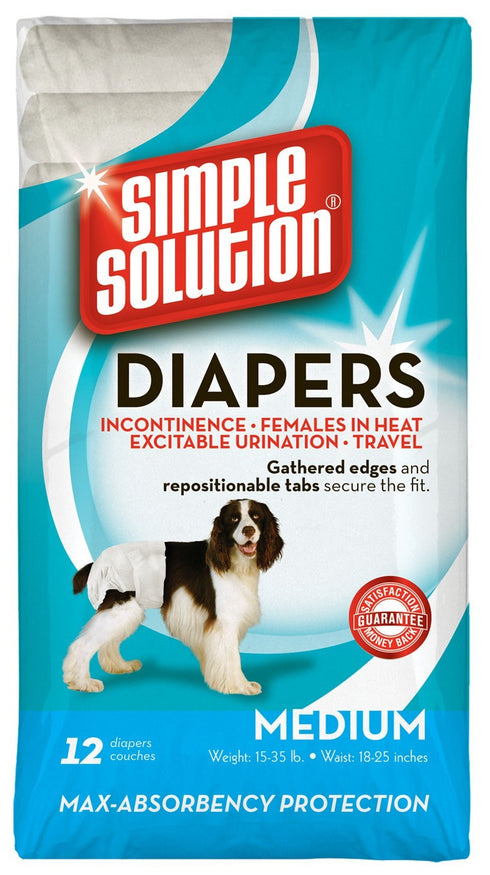 Simple Solution Disposable Diapers Medium 12 Pack - Poudre Pet and Feed Supply